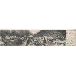 1905 Herkulesfürdő, Baile Herculane; 3 részes kinyitható panorámalap. Éberle Keresztély kiadása / 3...