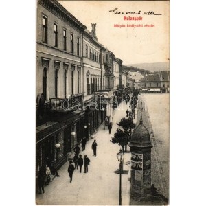 1911 Kolozsvár, Cluj; Mátyás király tér, Takarékbetétek, hirdetőoszlop / square, savings bank...