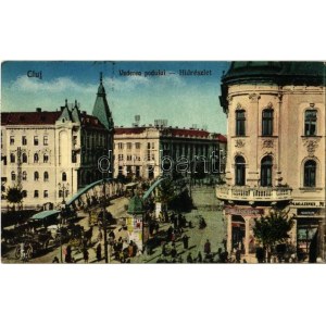 1929 Kolozsvár, Cluj; Hídrészlet, Arthur Heilper üzlete, hirdetőoszlop / bridge, shops...