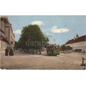 1912 Nagyszeben, Hermannstadt, Sibiu; Fő tér, villamos. Karl Graef / Hermannsplatz / square, tram (EK...
