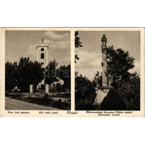 1942 Alsópél, Dolny Pial; Római katolikus templom, Mária emlékmű Bercsényi Miklós idejéből / Catholic church...