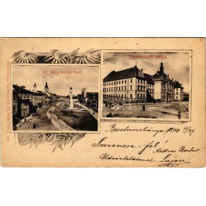 1899 (Vorläufer) Besztercebánya, Banská Bystrica; IV. Béla király tere, Törvényszéki palota. Ivánszky Elek kiadása ...