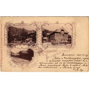 1901 Borosznó-fürdő, Brusno-kúpele (Borosznó, Brusznó, Brusno); fürdőház, Lajos lak, vasútállomás (?). Lechnitzky O. 49...