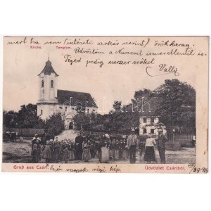 1914 Csári, Cáry; templom, tér / church, square