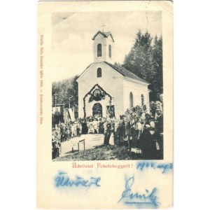 1902 Feketehegy, Cernohorské kúpele, Schwartzenberg (Merény, Vondrisel, Nálepkovo); Katolikus körmenet a kápolna előtt...