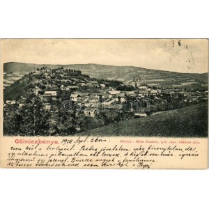 1904 Gölnicbánya, Göllnitz, Gelnica; várrom, fedett fahíd. Matz Gusztáv kiadása / castle ruins...