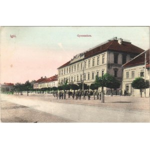 1913 Igló, Zipser Neudorf, Spisská Nová Ves; Gimnázium, Dörner Gyula üzlete. Barna Árpád kiadása / grammar school...