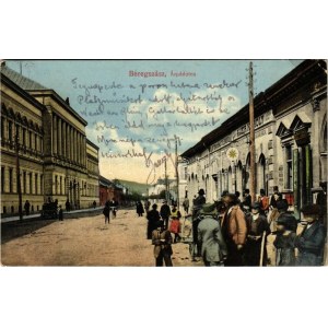 1915 Beregszász, Beregovo, Berehove; Árpád utca, Auer Károly Clayton és Shuttleworth üzlete / street, shops (EK...