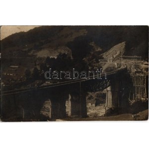1915 Csorbadomb, Cserbin, Shcherbyn; viadukt, vasúti híd újjáépítése júliusban az Uzsoki-szorosban állványzattal. 1914...
