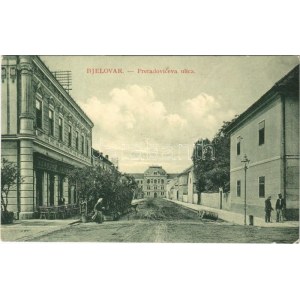 1911 Belovár, Bjelovar; Preradoviceva ulica, Národne Kavana / street, cafe / utca, Nemzeti Kávéház. W.L. Bp. 7211. 1911...