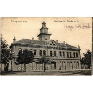 1907 Bród, Nagyrév, Slavonski Brod, Brod na Savi; Vatrogasna staja / tűzoltóság / fire station