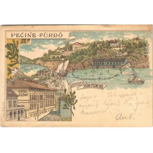 1900 Fiume, Rijeka; Susak-Pecine-fürdő, Tersatto vár, Susak szálloda / Trsat castle, hotel. E. Honig Art Nouveau...
