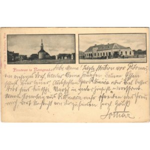 1905 Kamarcsa, Novigrad Podravski; templom, tér, M. Goldschmidt üzlete / church, square, shop (EK)