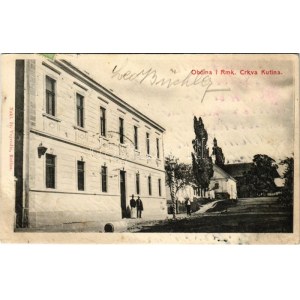1911 Kutina, Obcina i Rmk. crkva / községháza és római katolikus templom / town hall and church (EK...