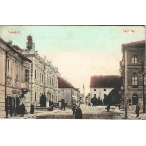 1913 Varasd, Warasdin, Varazdin; Zupní trg / tér, Vladoj Sruk üzlete / square, shop (EK)