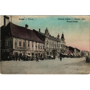 1914 Árpatarló, Ruma; Fő utca, piac, Danilo Udicki üzlete / Glavna ulica / main street, market, shop (Rb...
