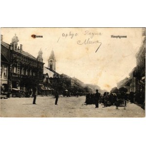 1907 Árpatarló, Ruma; Fő utca, piac, üzlet / Hauptgasse / main street, market, shops (fl)