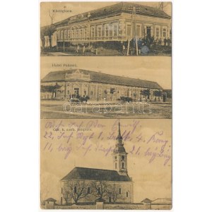 1915 Deliblát, Deliblato; Községháza, Hotel Palicsek szálloda, Görögkeleti szerb templom / town hall, hotel...