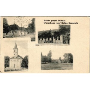 1909 Dunacséb, Dunaczéb, Celarevo; Dungyerszky kastély, templom, Bellán József üzlete / castle, church, shop (Rb...