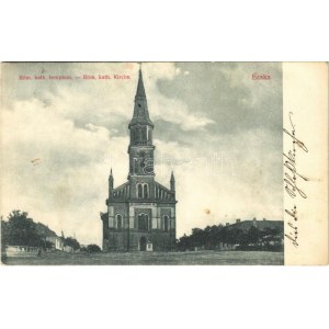 1909 Écska, Ecka; Római katolikus templom. Holländer Samu kiadása / Catholic church (fl)