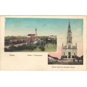 1913 Écska, Ecka; német templom / German church (ragasztónyom / gluemark)