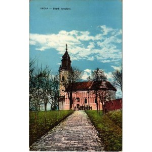 1915 India, Indija; Szerb templom. Vasúti levelezőlapárusítás 8541. / Serbian church + K.u.K. Infektionskrankenzug Nr...