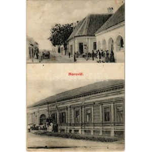 1910 Marót, Morovic; Híd utca, Marko Rosenberg üzlete / street view, shop of Rosenberg (EB)