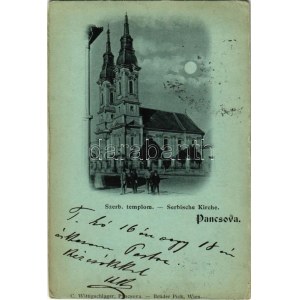 1899 (Vorläufer) Pancsova, Pancevo; Szerb templom este. C. Wittigschlager / Serbian church, night (EK...