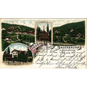 1895 (Vorläufer!) Savanyúkút, Bad Sauerbrunn bei Wiener Neustadt; Vendéglő és étterem / Gasthof und Restauration ...