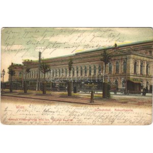 1906 Wien, Vienna, Bécs; Südbahnhof Ankunftsseite / railway station, trams (EB)