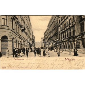 1901 Wien, Vienna, Bécs; Seidengasse, Cafe Kaiser / street