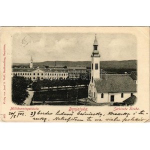 1902 Banja Luka, Banjaluka; Militäramtsgebäude, Serbische Kirche / military office buildings, barracks, Serbian church ...