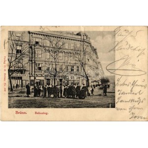 1901 Brno, Brünn; bahnring / railway street, shops of Olga Reich and Josef Novaty (EK)