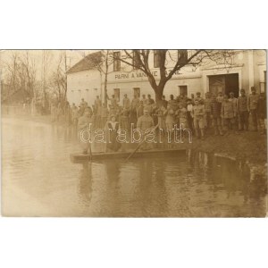 1914 Kojetín, Kojetein; Pární a vanové lázne / WWI military photo, spa, flood with soldiers