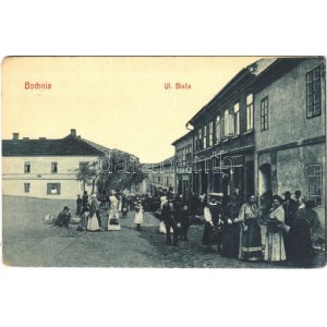 Bochnia, Salzberg; Ul. Biala / street, market vendors. W.L. Bp. 3133. (EK)