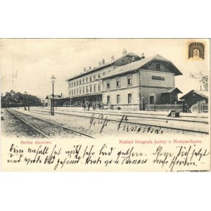 1900 Nowy Sacz, Nowego Sacza, Neu Sandez, Újszandec; Stróze dworzec, naklad fotografia Janiny / railway station (EK...
