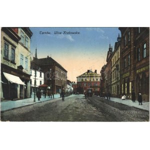 Tarnów, Ulica Krakowska / street, tram, shop of Josef Kulig and W. Brach (fl)