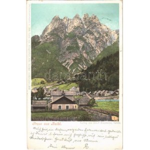 1899 Cave del Predil, Raibl; Cinque Punte / general view, mountain. Verlag v. Josef Dreyhorst. Photochromiekarte v. Joh...