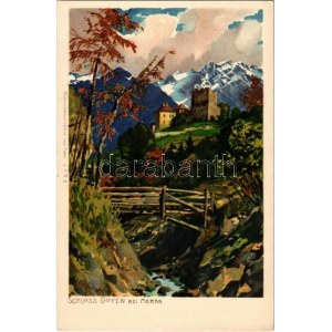 Merano, Meran (Südtirol); Schloss Goyen / Castel Gaiano. Künstlerpostkarte von Tirol litho s: H...