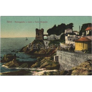 Nervi, Passeggiata a mare e Torre Gropallo / promenade, tower
