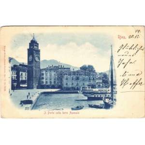 1899 (Vorläufer) Riva, Il porto colla torre Aponale / port, clock tower (EK)