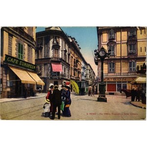 1926 Sanremo, Via Vittorio Emanuele e Corso Umberto, Cafe Europeen, Farmacia Calvi, Maison / street, cafe, pharmacy...