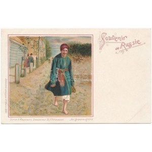 1899 (Vorläufer) Souvenir de Russie / Greetings from Russia, folklore. Edition A. Malevinsky Art Nouveau...
