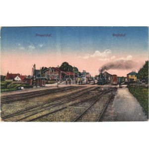 1917 Pragersko, Pragerhof; Bahnhof / railway station, locomotive, train (cut)
