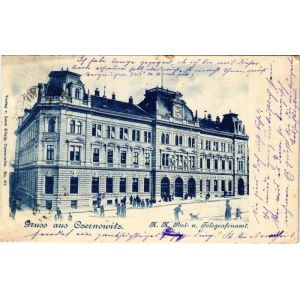 1909 Chernivtsi, Czernowitz, Cernauti, Csernyivci; K.k. Post- und Telegrafenamt ...