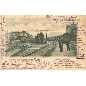 1900 Chernivtsi, Czernowitz, Cernauti, Csernyivci (Bukovina); Bahnhof / railway station, trains
