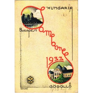 1933 Budapest-Gödöllő, Cserkész Jamboree. Kiadja a Magyar Cserkészszövetség / Hungarian scout jamboree art postcard. s...