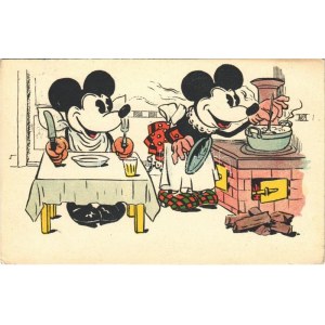 1931 Mickey egér vacsorázik / Mickey Mouse having dinner. Walter E. Disney WHB (EK)