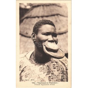 Tányérajkú néger / French Negresses a Plateaux, French Equatorial Africa / African folklore, lip plate (fl...