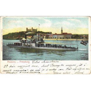 1904 Pozsony, Pressburg, Bratislava; SMS Szamos a Császári és Királyi Haditengerészet monitorja. Dunaflottilla / K.u.K...